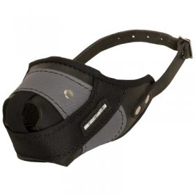 Protection Training Samoyed Muzzle Made of Nylon and Leather