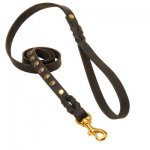 Studded Leather Samoyed Leash for Dog Walking and Training