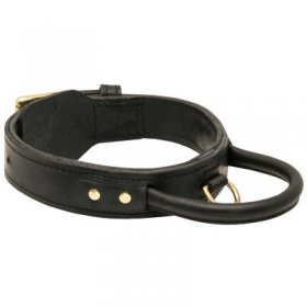 Extra Durable Leather Samoyed Collar with Handle for Attack Training
