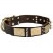 Designer War-Style Leather Samoyed Collar with Spikes and Plates