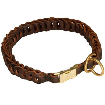 Samoyed Leather Collar Braided Design