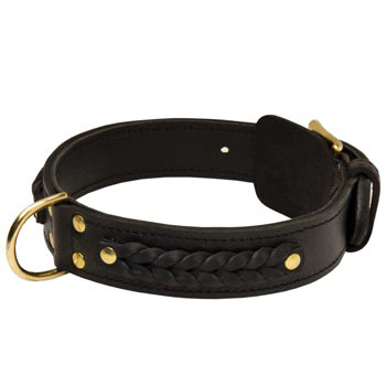 Braided Samoyed Leather Dog Collar 