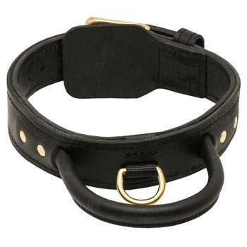 Leather Dog Collar with Handle for Samoyed