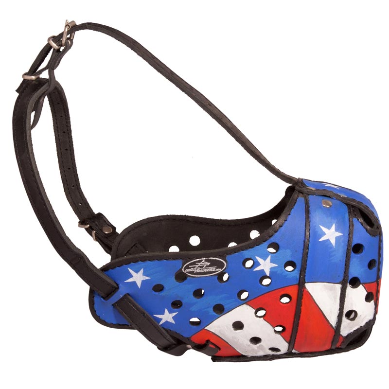 American Pride Painted Leather Samoyed Muzzle for Protection Training