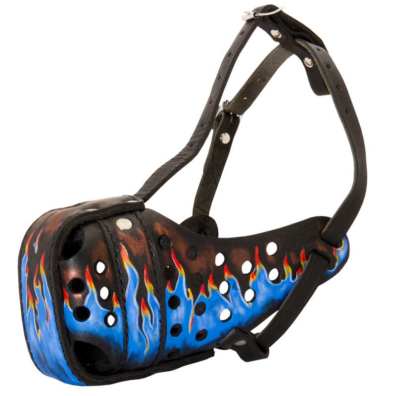 Ergonomic Design Leather Samoyed Muzzle for Agitation Training