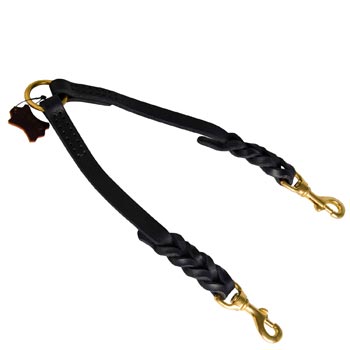 Leather Braided Samoyed Coupler Leash