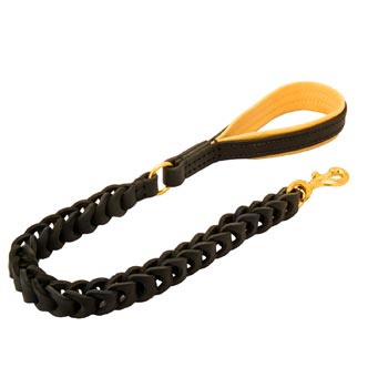 Leather Samoyed Leash with Brass Snap Hook and O-ring