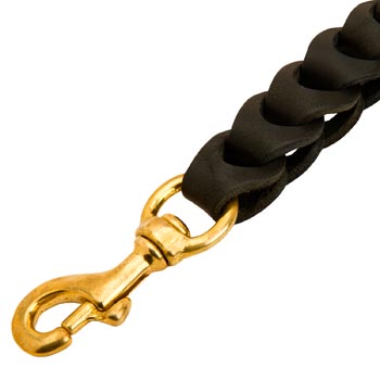 Braided Samoyed Leather Leash with Gold-like Snap Hook