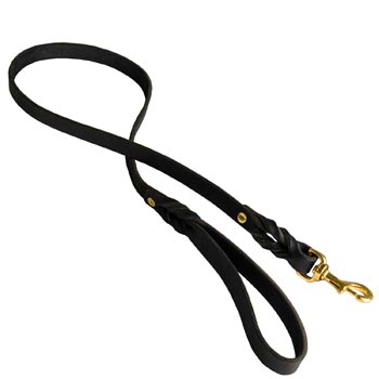 Designer Leather Samoyed Leash Black Super Fashion