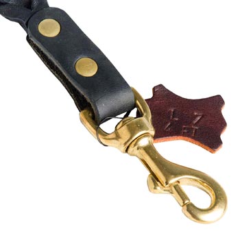 Solid Snap Hook Hand Riveted to the Leather Samoyed Leash