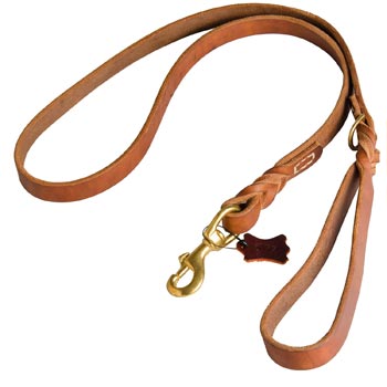 Canine Leather Leash for Samoyed