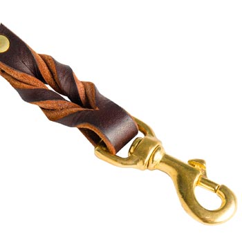 Samoyed Short Leather Pull Tab with Rust-proof Snap Hook