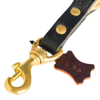 Short Control Dog Leash Fully Leather with Snap Hook for Samoyed