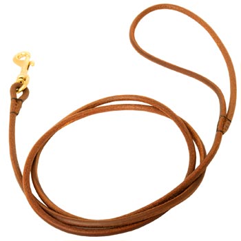 Leather Round Leash for Samoyed Elegant Look