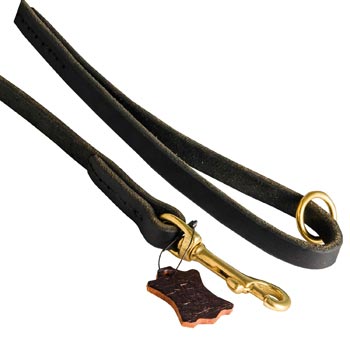 Handmade Leather Dog Leash with Floating O-Ring on The  Handle for Samoyed