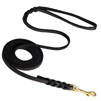 Training Leather Samoyed Leash with Amazing Braids