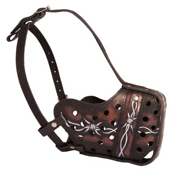Training Leather Samoyed Muzzle with Perfect Ventilation
